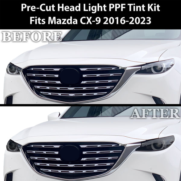 Full Headlight Taillight Precut Smoked PPF Tint Kit Film Overlay Fits Mazda CX-9 2016-2023