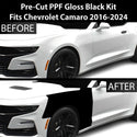 Fits Chevrolet Camaro 2016-2024 Precut Premium Gloss Black Carbon Fiber Fender Paint Protection Film PPF Decal Film Kit