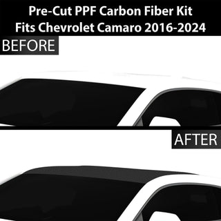 Fits Chevrolet Camaro 2016-2024 Precut Premium Gloss Black Carbon Fiber Roof Paint Protection Film PPF Decal Film Kit Cover