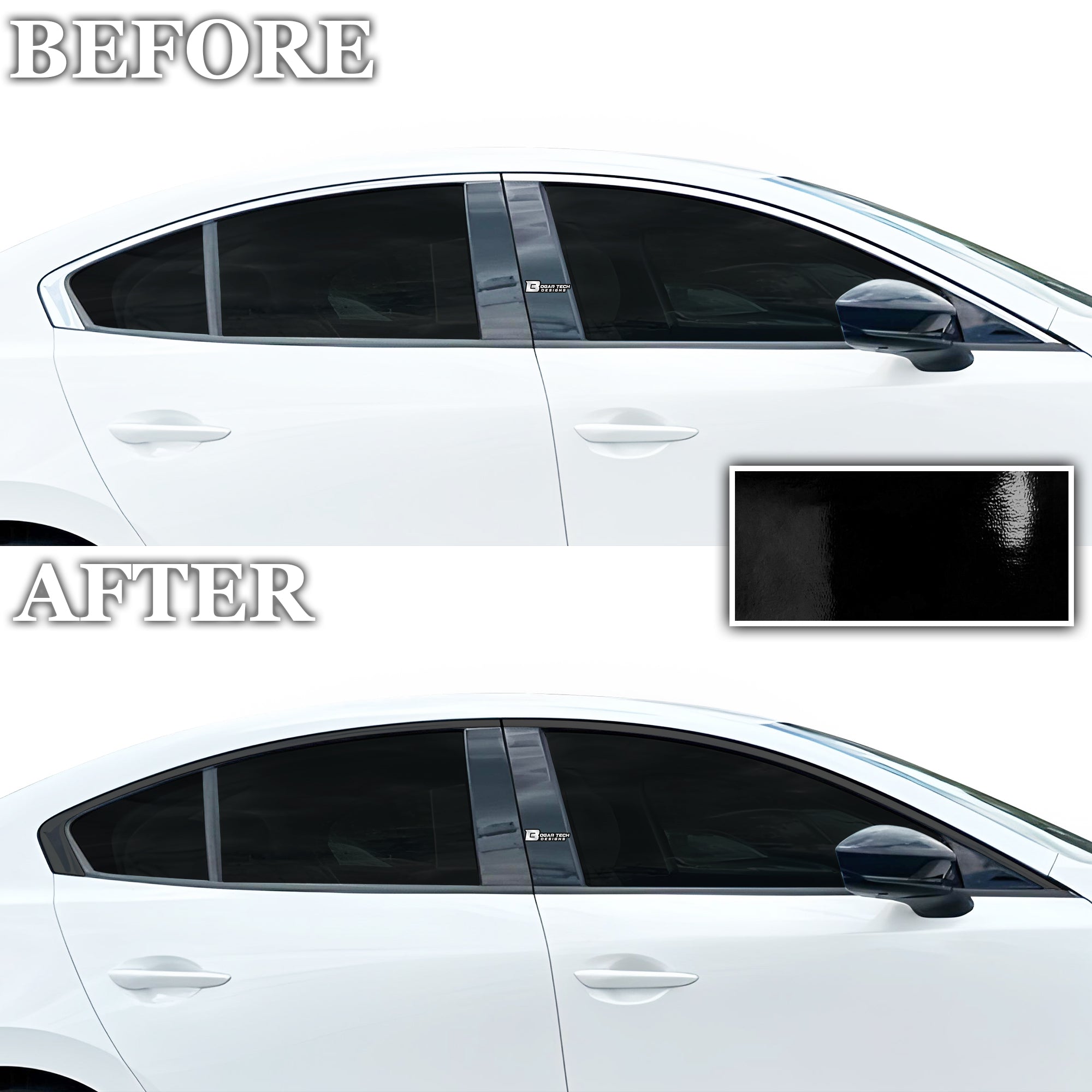 Vinyl Chrome Delete Grille Window Wheel Blackout Decal Stickers Overlay Film Fits Mazda 3 2019 - 2025 - Bogar Tech Designs