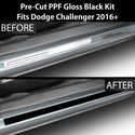 Fits Dodge Challenger 2016-2023 Precut Door Sill Premium Paint Protection Film PPF Decal Film Kit Coverage, Gloss Black Carbon Fiber