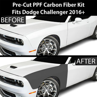 Fits Dodge Challenger 2016-2023 Precut Premium Gloss Black Carbon Fiber Fender Paint Protection Film PPF Decal Film Kit Cover