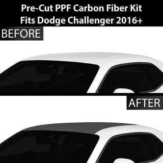 Fits Dodge Challenger 2016-2023 Precut Premium Gloss Black Carbon Fiber Roof Paint Protection Film PPF Decal Film Kit Coverage