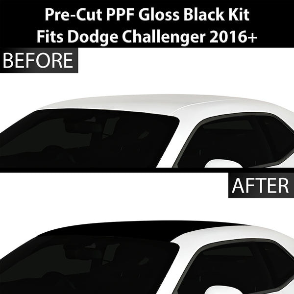 Fits Dodge Challenger 2016-2023 Precut Premium Gloss Black Carbon Fiber Roof Paint Protection Film PPF Decal Film Kit Cover