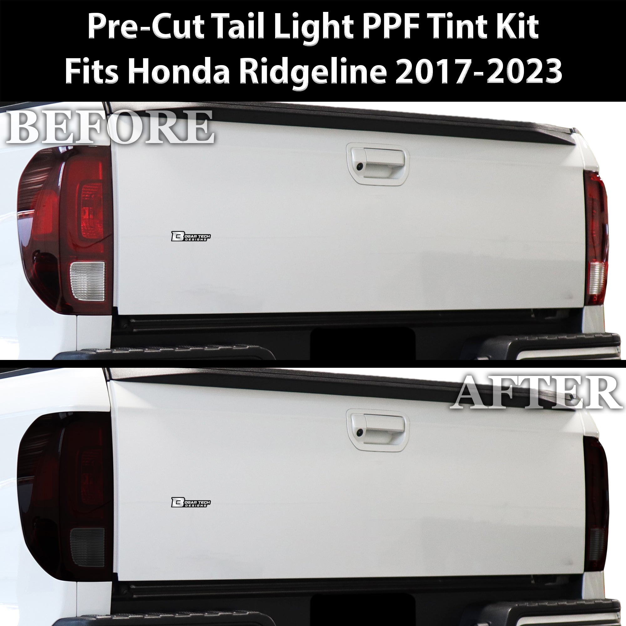 Full Headlight Taillight Precut Smoked PPF Tint Kit Film Overlay Fits Honda Ridgeline 2017 - 2025 - Bogar Tech Designs