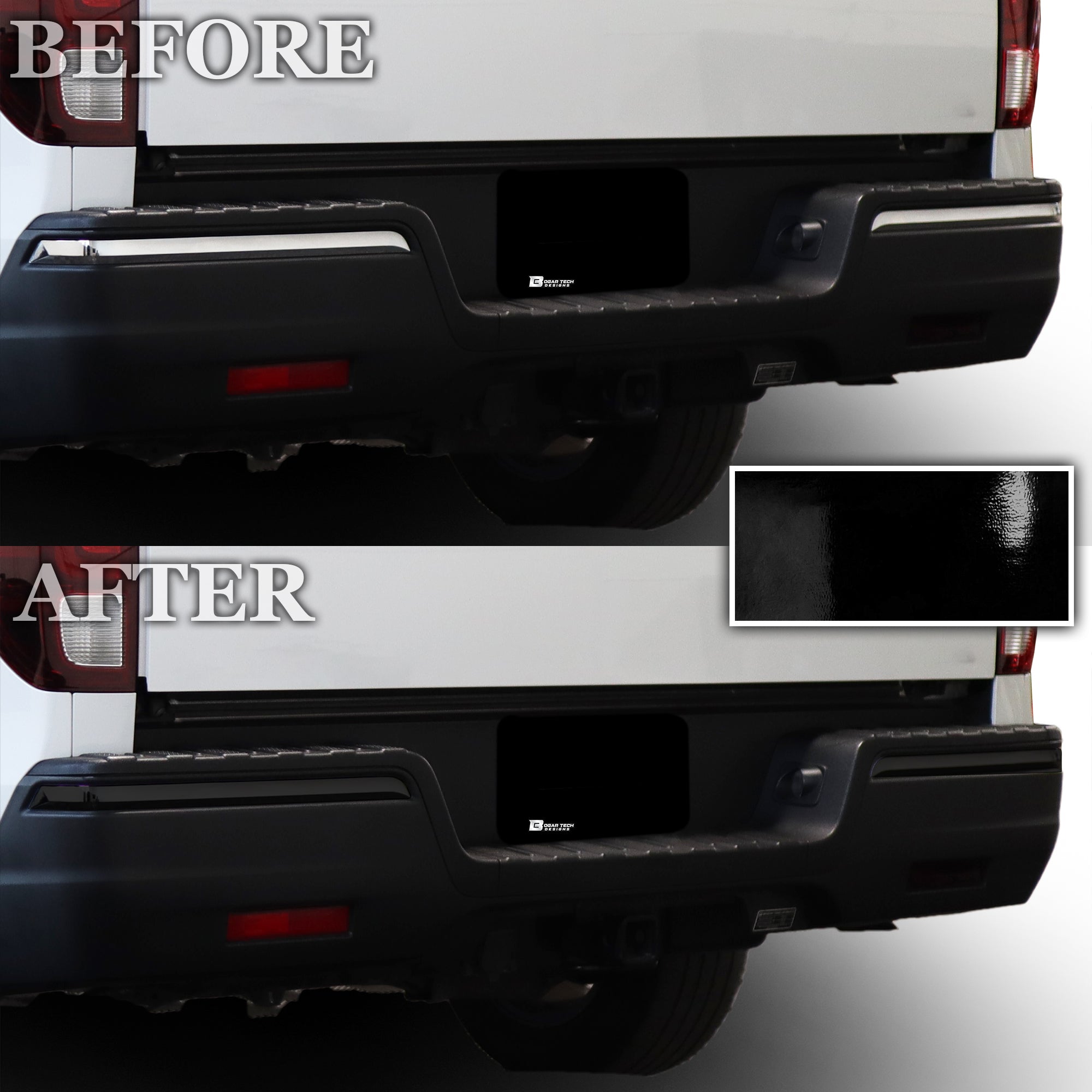 Vinyl Chrome Delete Grille Side Window Rear Blackout Decal Stickers Overlay Film Fits Honda Ridgeline 2017 - 2025 - Bogar Tech Designs