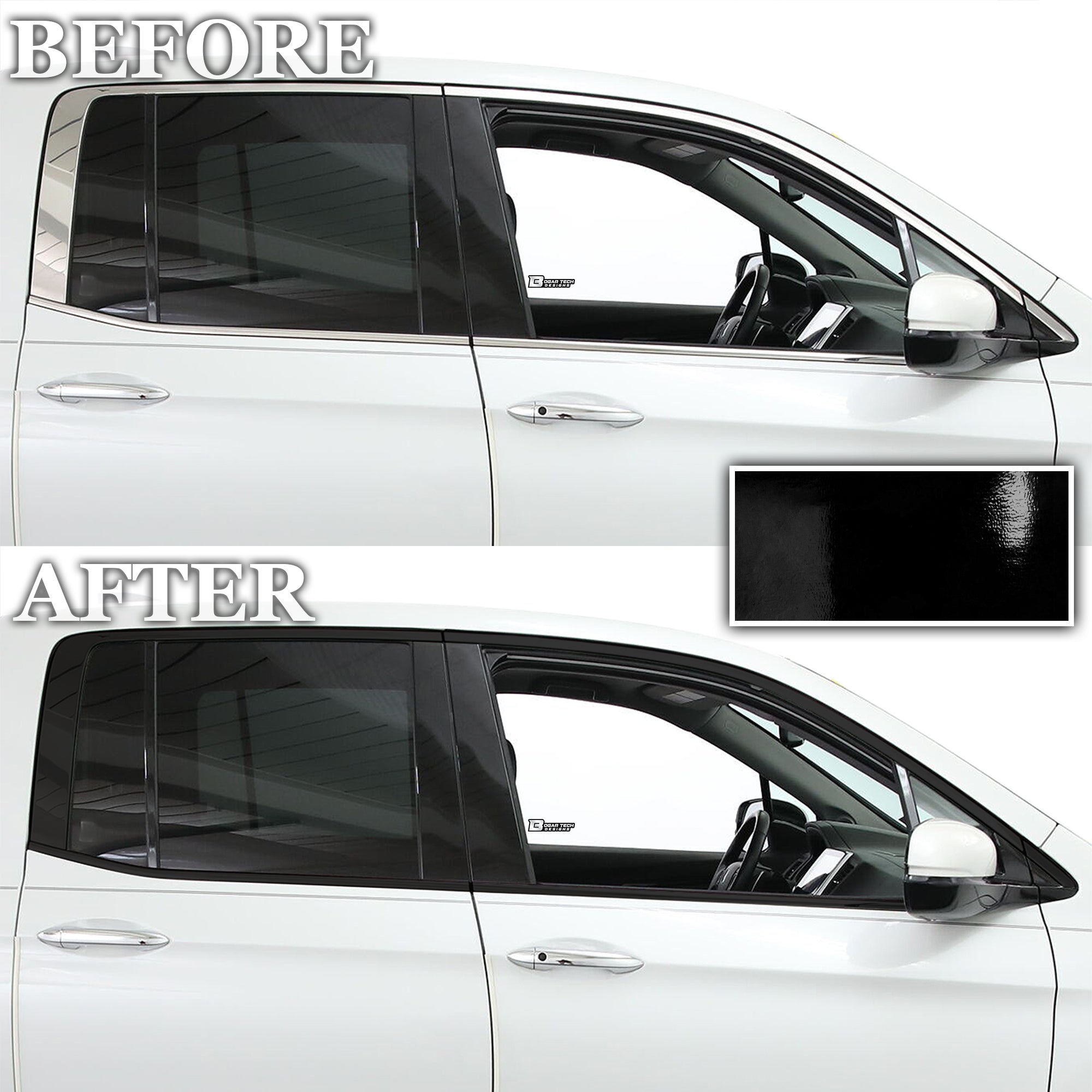 Vinyl Chrome Delete Grille Side Window Rear Blackout Decal Stickers Overlay Film Fits Honda Ridgeline 2017 - 2025 - Bogar Tech Designs
