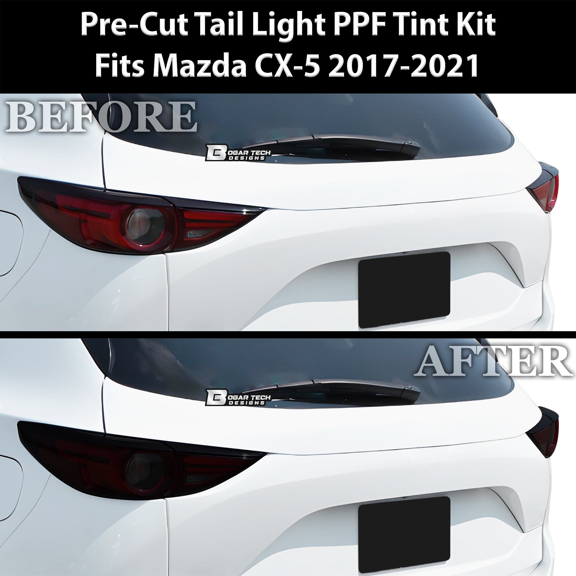 Full Headlight Taillight Precut Smoked PPF Tint Kit Film Overlay Fits Mazda CX - 5 2017 - 2021 - Bogar Tech Designs