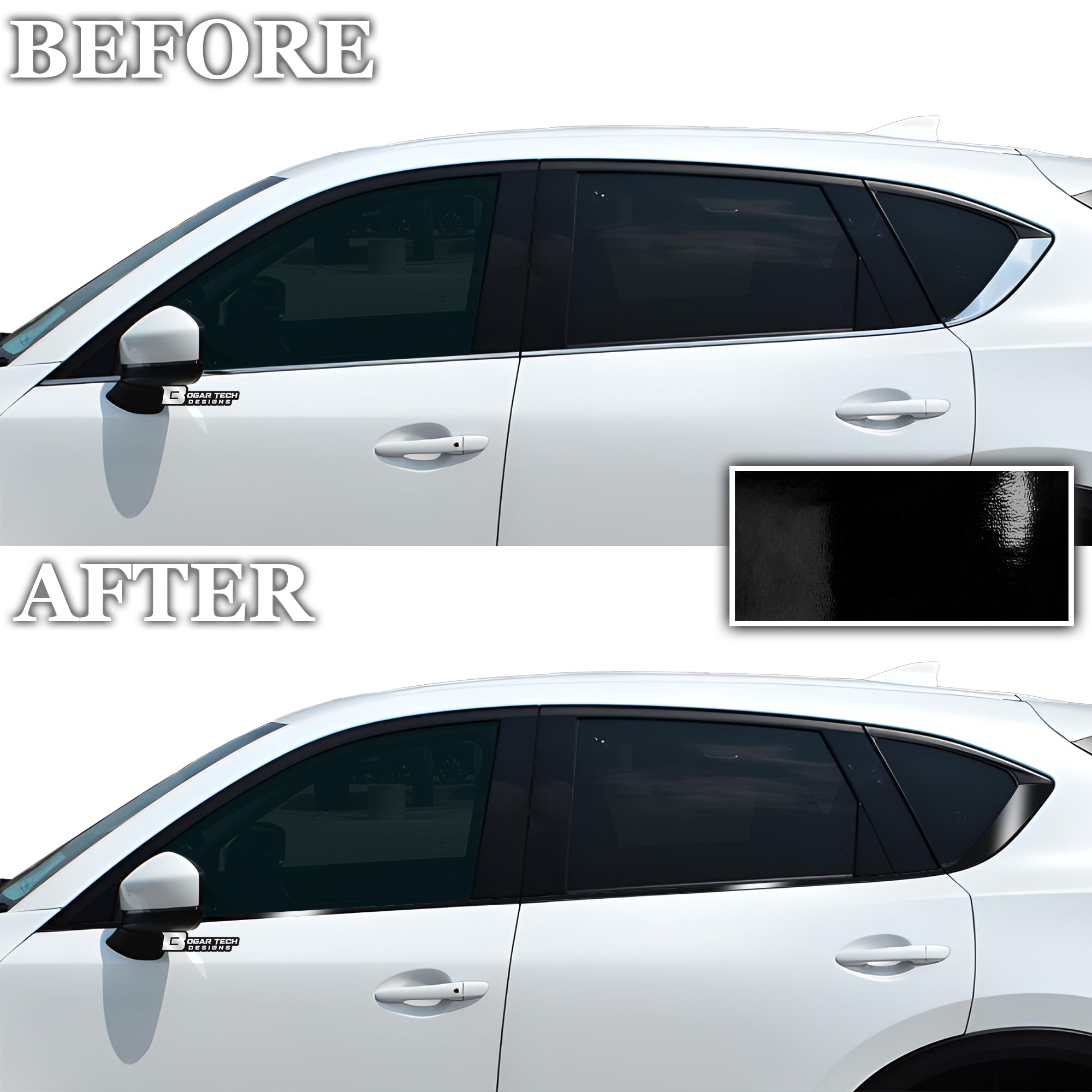 Window Grille Bumper Vinyl Chrome Delete Trim Blackout Decal Stickers Overlay Film Fits Mazda CX - 5 2017 - 2025 - Bogar Tech Designs