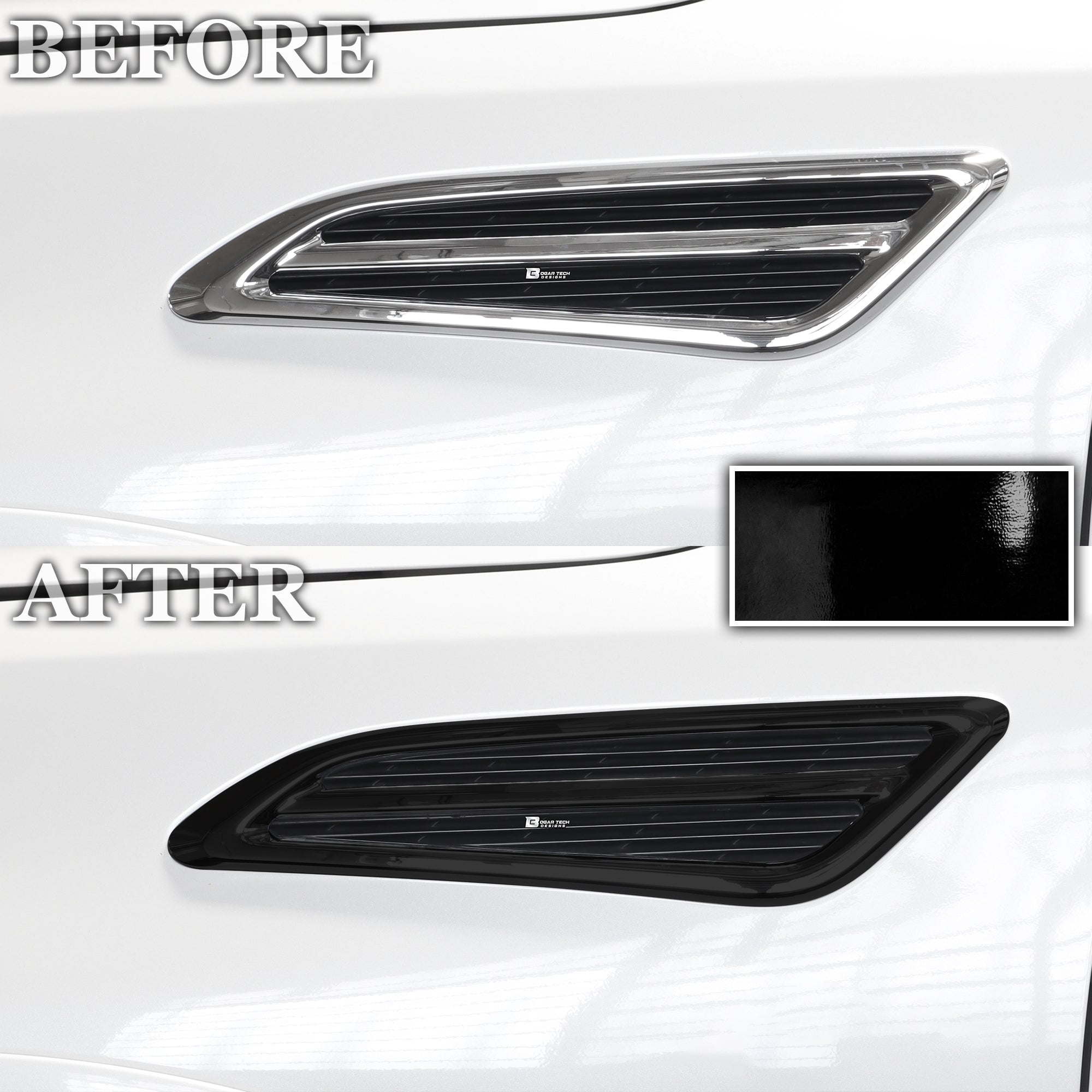 Vinyl Chrome Delete Grille Side Window Rear Blackout Decal Stickers Overlay Film Fits Nissan Armada 2017 - 2024 - Bogar Tech Designs