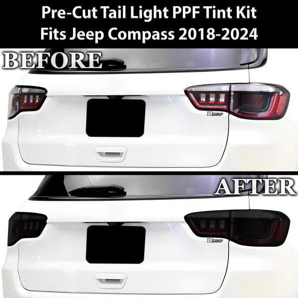 Full Headlight Taillight Precut Smoked PPF Tint Kit Film Overlay Fits Jeep Compass 2018-2021