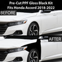 Fits Honda Accord 2018-2022 Precut Premium Gloss Black Carbon Fiber Fender Paint Protection Film PPF Decal Film Kit Cover