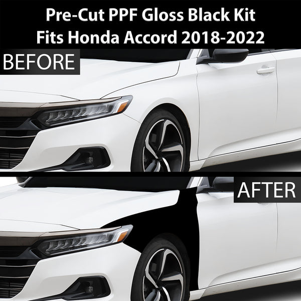 Fits Honda Accord 2018-2022 Precut Premium Gloss Black Carbon Fiber Fender Paint Protection Film PPF Decal Film Kit