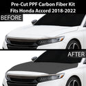 Fits Honda Accord 2018-2022 Precut Premium Gloss Black Carbon Fiber Hood Paint Protection Film PPF Decal Film Kit Cover