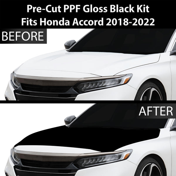 Fits Honda Accord 2018-2022 Precut Premium Gloss Black Carbon Fiber Hood Paint Protection Film PPF Decal Film Kit Cover