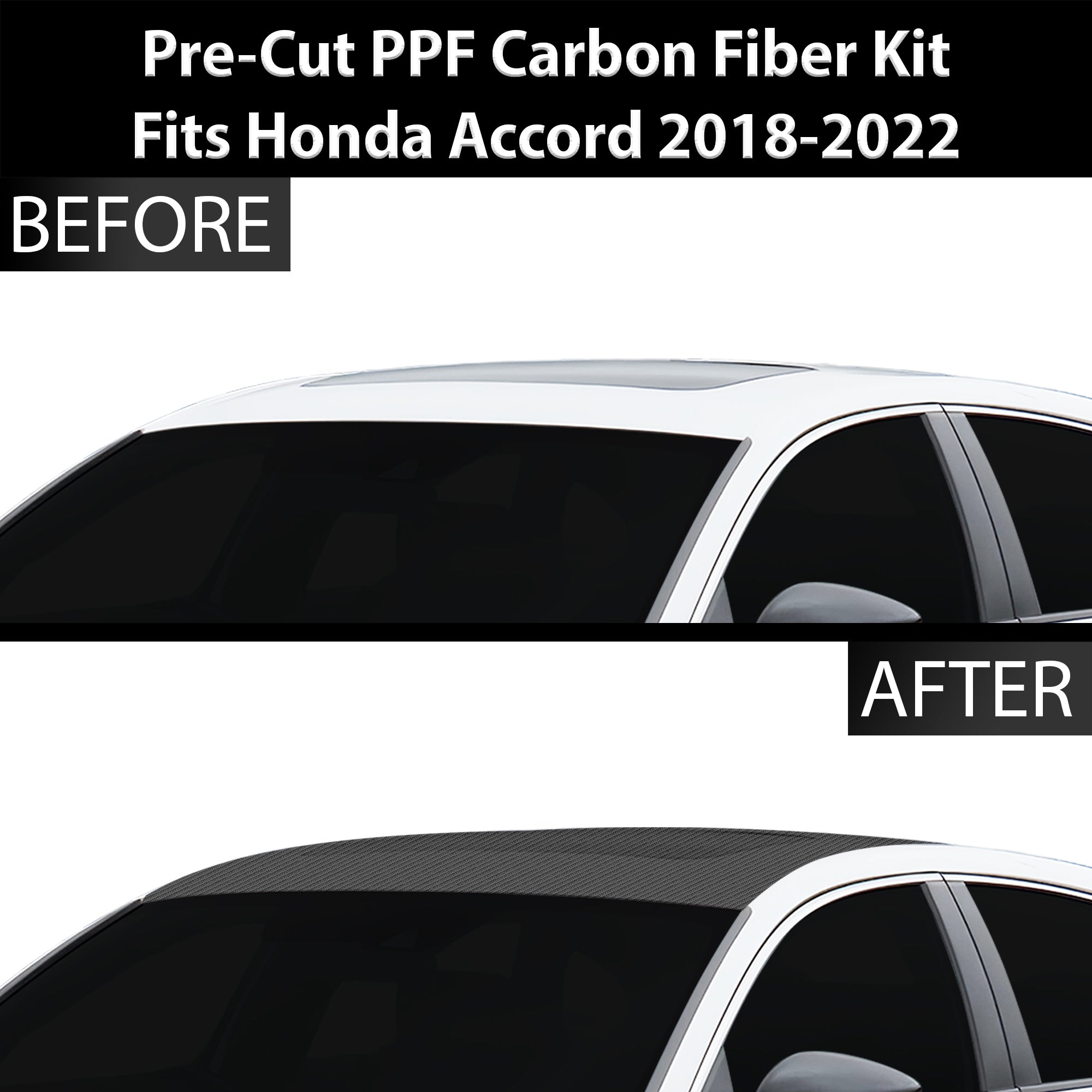 Fits Honda Accord 2018 - 2022 Precut Premium Gloss Black Carbon Fiber Roof Paint Protection Film PPF Decal Film Kit - Bogar Tech Designs