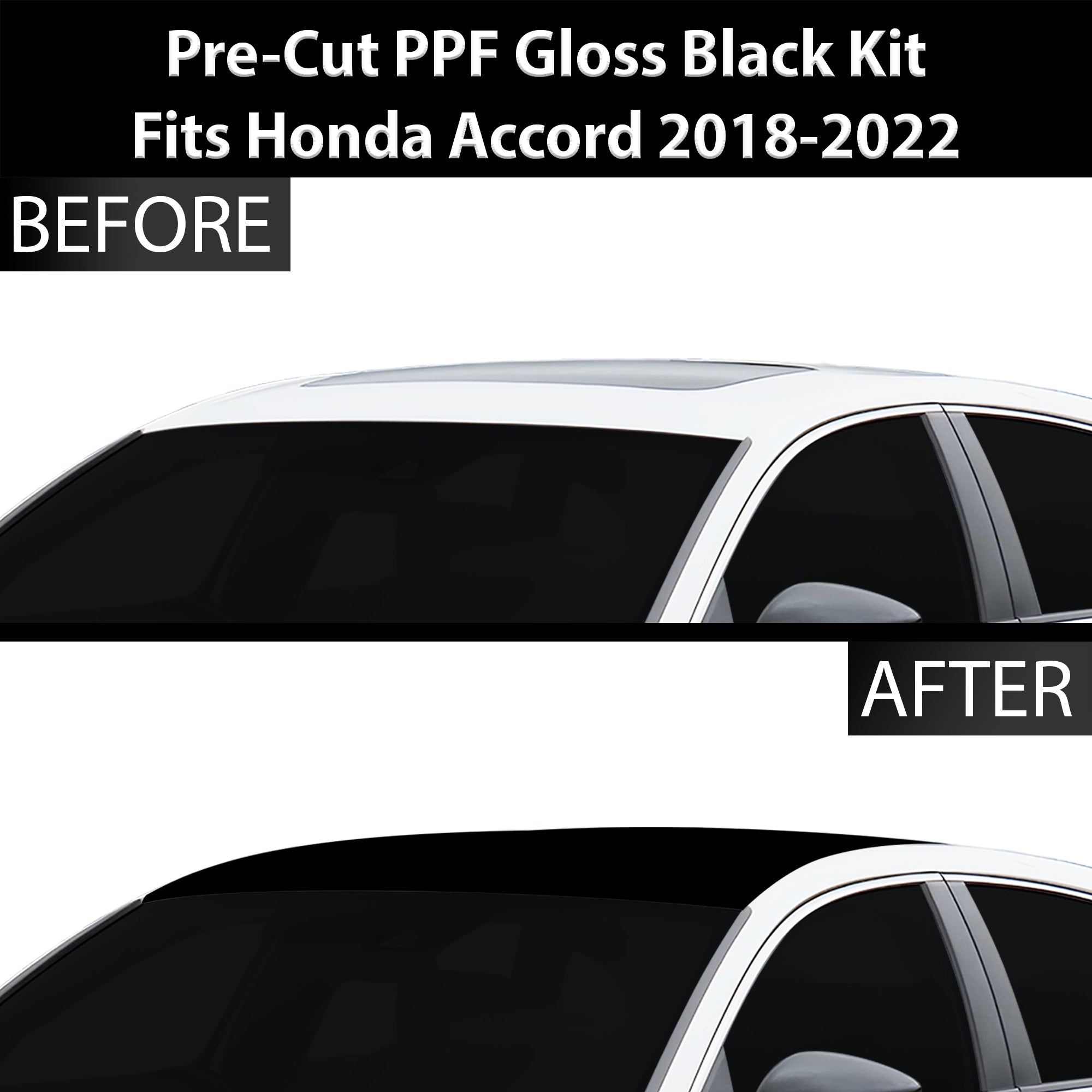 Fits Honda Accord 2018 - 2022 Precut Premium Gloss Black Carbon Fiber Roof Paint Protection Film PPF Decal Film Kit - Bogar Tech Designs