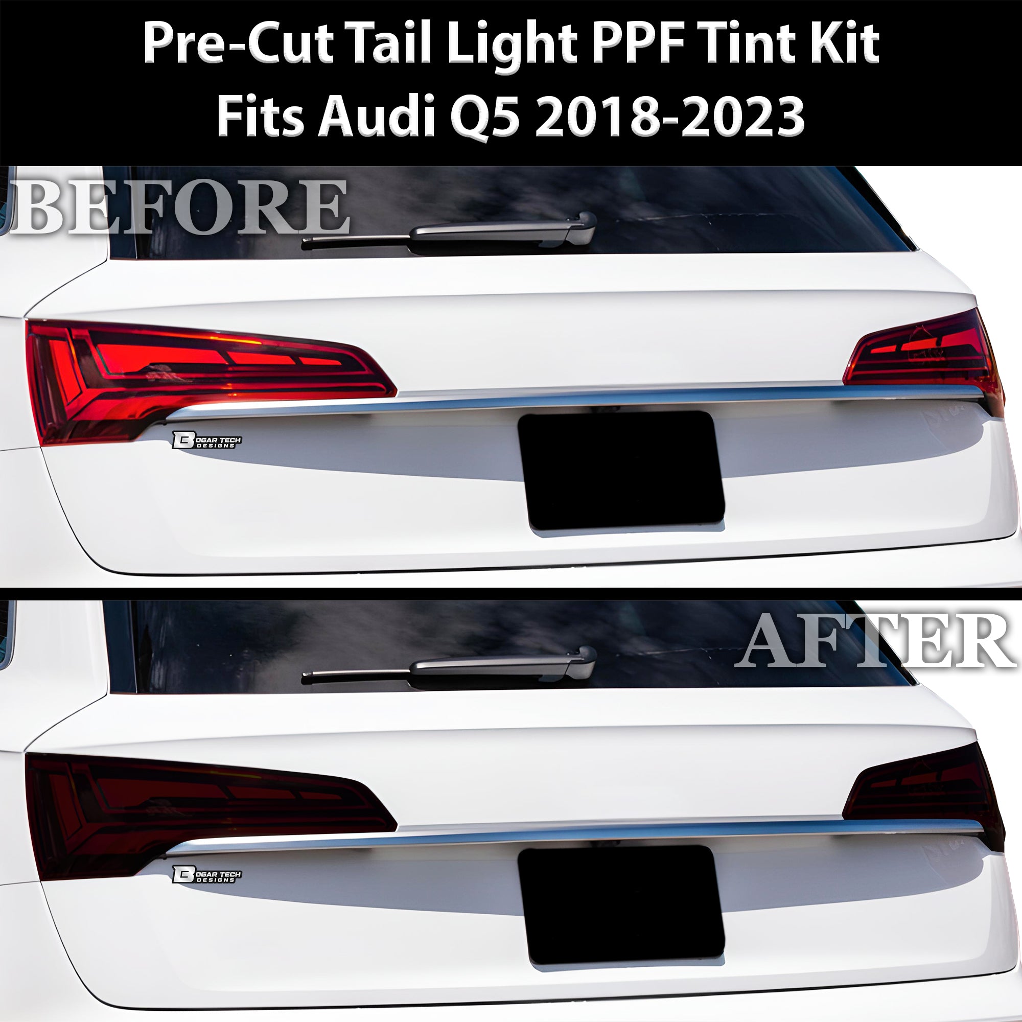 Full Headlight Taillight Precut Smoked PPF Tint Kit Overlay Film Fits Audi Q5 2021 - 2025 - Bogar Tech Designs