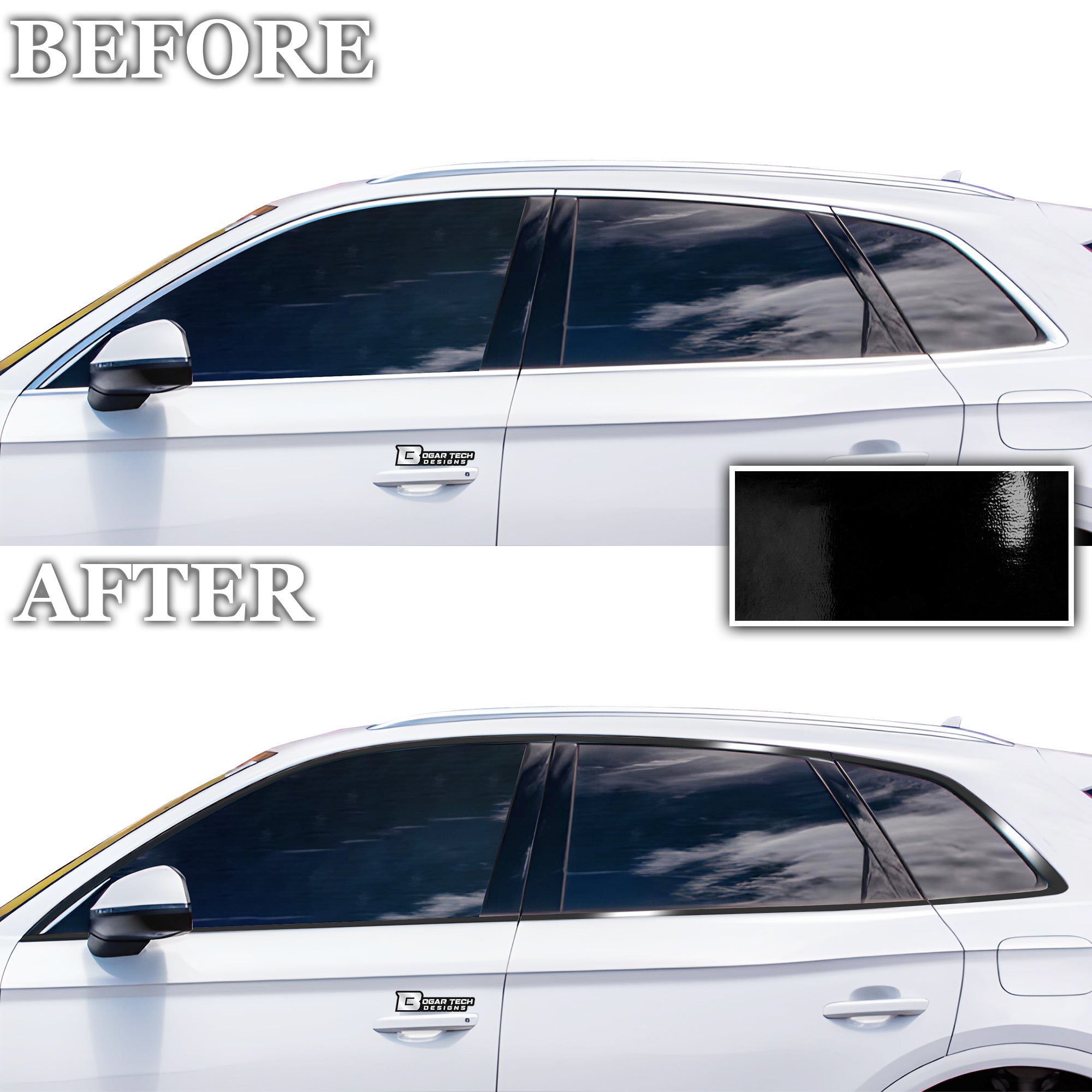 Vinyl Chrome Delete Grille Side Window Rear Blackout Decal Stickers Overlay Film Fits Audi Q5 - Bogar Tech Designs