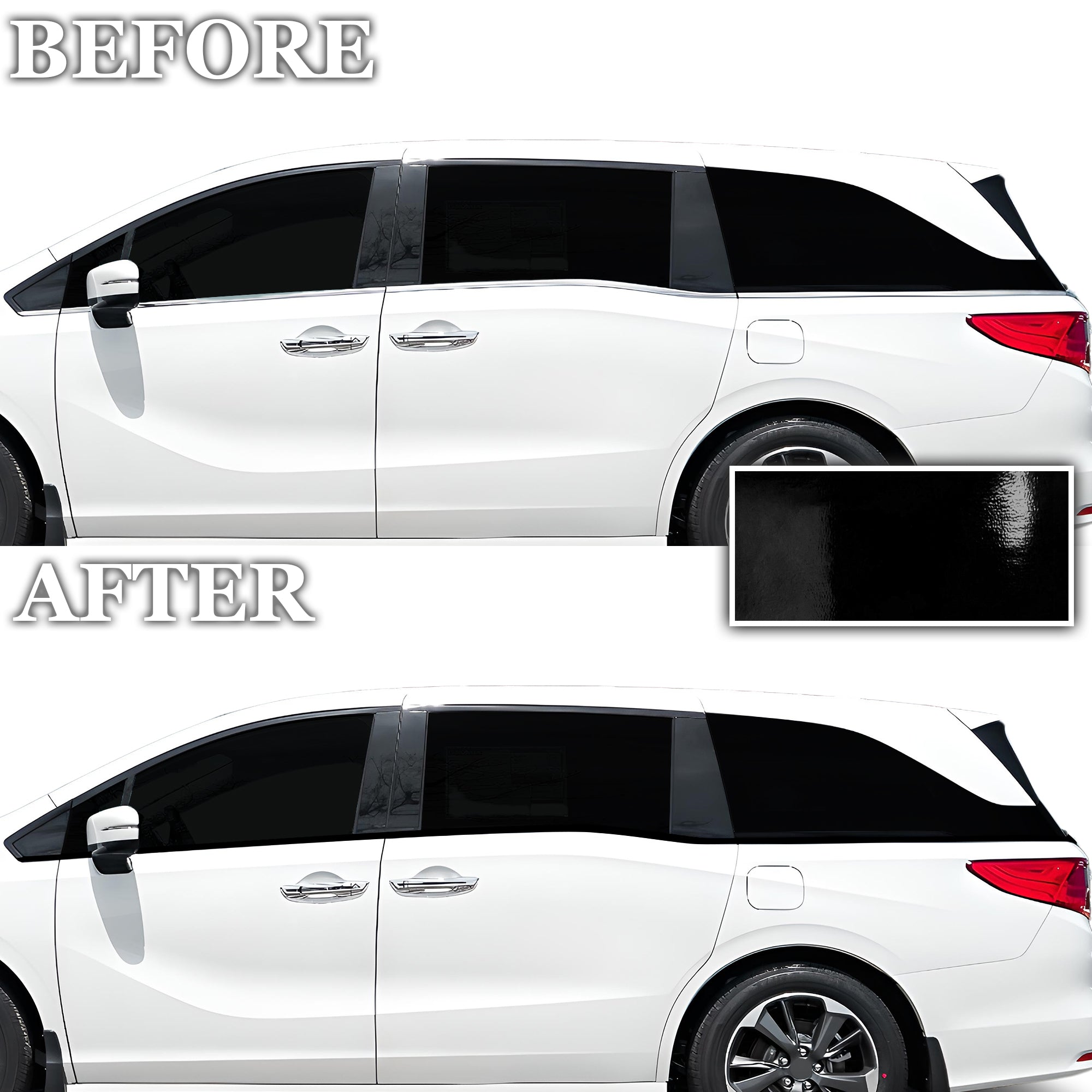 Vinyl Chrome Delete Front Grille Side Window Trim Blackout Decal Stickers Overlay Film Fits Honda Odyssey - Bogar Tech Designs