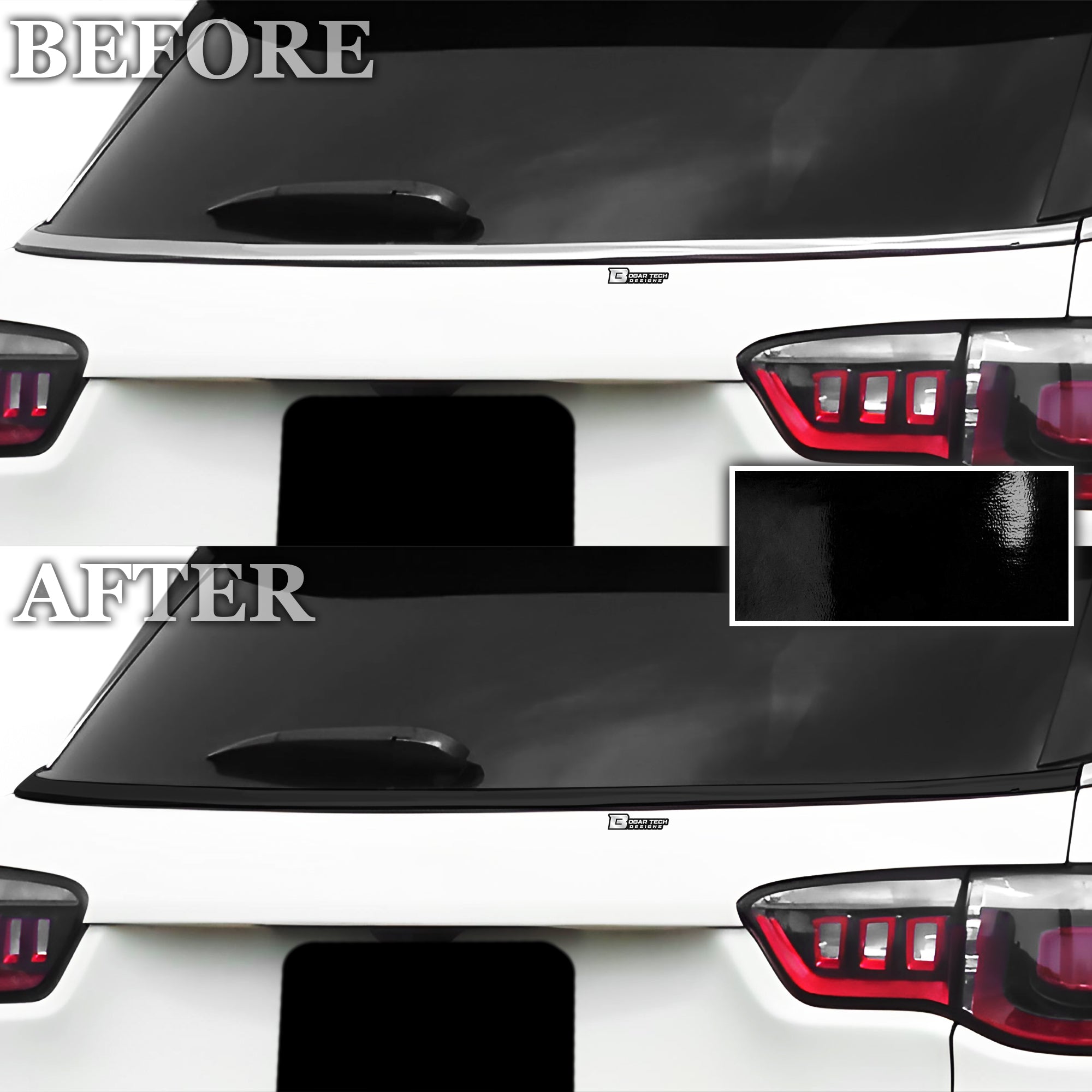 Vinyl Chrome Delete Grille Side Window Rear Blackout Decal Stickers Overlay Film Fits Jeep Compass 2018 - 2025 - Bogar Tech Designs