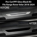 Fits Land Rover Range Rover Velar 2018+ Precut Door Sill Premium Paint Protection Film PPF Decal Film Kit Cover, Gloss Black Carbon Fiber