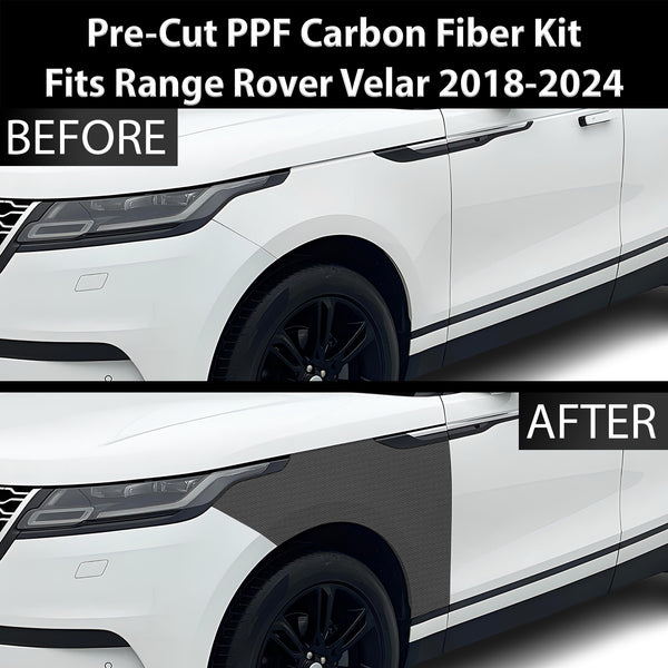 Fits Land Rover Range Rover Velar 2018+ Precut Premium Gloss Black Carbon Fiber Fender Paint Protection Film PPF Decal Film Kit Cover