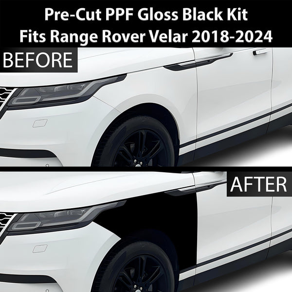 Fits Land Rover Range Rover Velar 2018+ Precut Premium Gloss Black Carbon Fiber Fender Paint Protection Film PPF Decal Film Kit Cover