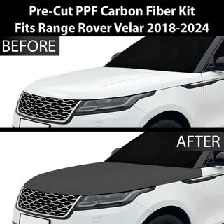 Fits Land Rover Range Rover Velar 2018+ Precut Premium Gloss Black Carbon Fiber Hood Paint Protection Film PPF Decal Film Kit Cover