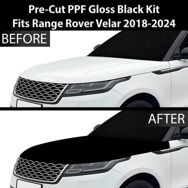 Fits Land Rover Range Rover Velar 2018+ Precut Premium Gloss Black Carbon Fiber Hood Paint Protection Film PPF Decal Film Kit Cover