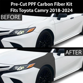 Fits Toyota Camry 2018-2024 Precut Premium Gloss Black Carbon Fiber Fender Paint Protection Film PPF Decal Film Kit