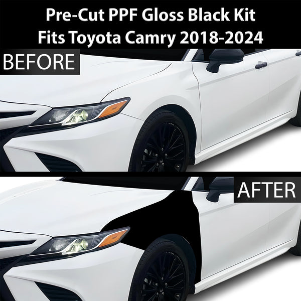 Fits Toyota Camry 2018-2024 Precut Premium Gloss Black Carbon Fiber Fender Paint Protection Film PPF Decal Film Kit Cover