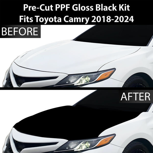 Fits Toyota Camry 2018-2024 Precut Premium Gloss Black Carbon Fiber Hood Paint Protection Film PPF Decal Film Kit Cover