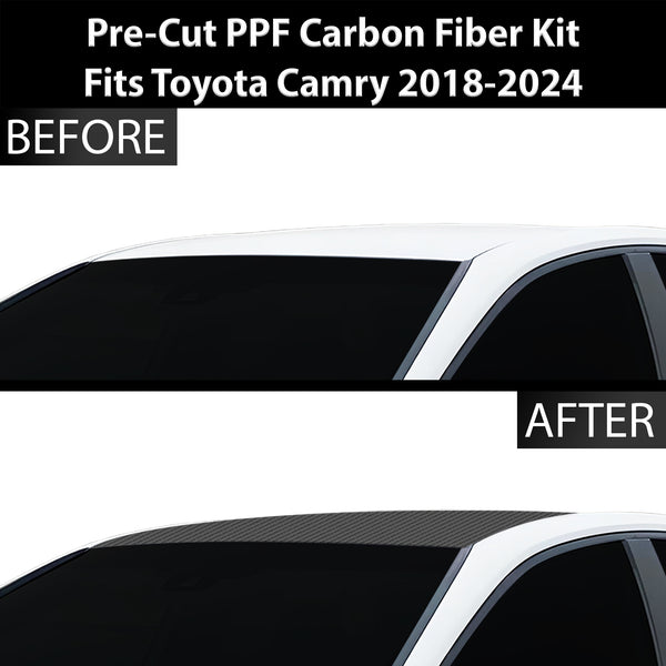 Fits Toyota Camry 2018-2024 Precut Premium Gloss Black Carbon Fiber Roof Paint Protection Film PPF Decal Film Kit Cover