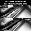 Fits Infiniti QX80 2018-2024 Precut Door Sill Premium Paint Protection Film PPF Decal Film Kit Cover, Gloss Black Carbon Fiber