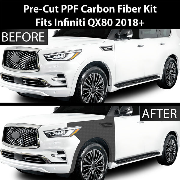 Fits Infiniti QX80 2018+ Precut Premium Gloss Black Carbon Fiber Fender Paint Protection Film PPF Decal Film Kit Cover