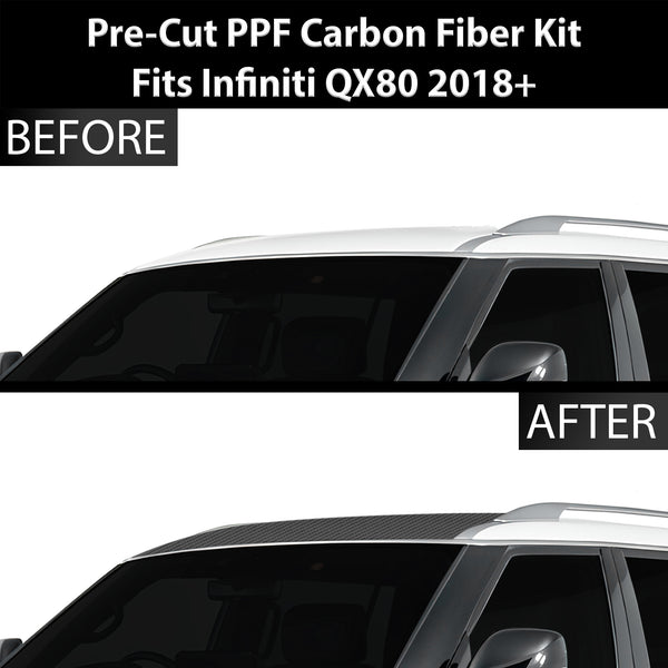 Fits Infiniti QX80 2018+ Precut Premium Gloss Black Carbon Fiber Roof Paint Protection Film PPF Decal Film Kit Cover