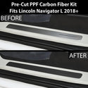 Fits Lincoln Navigator L 2018-2024 Precut Door Sill Premium Paint Protection Film PPF Decal Film Kit, Gloss Black Carbon Fiber