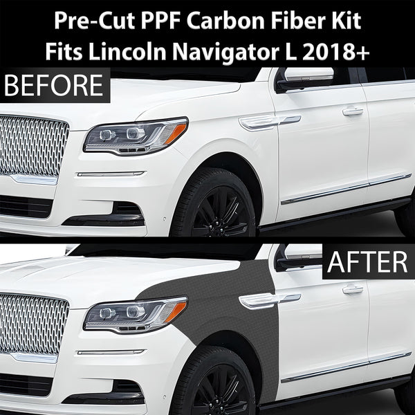 Fits Lincoln Navigator L 2018-2024 Precut Premium Gloss Black Carbon Fiber Fender Paint Protection Film PPF Decal Film Kit Cover