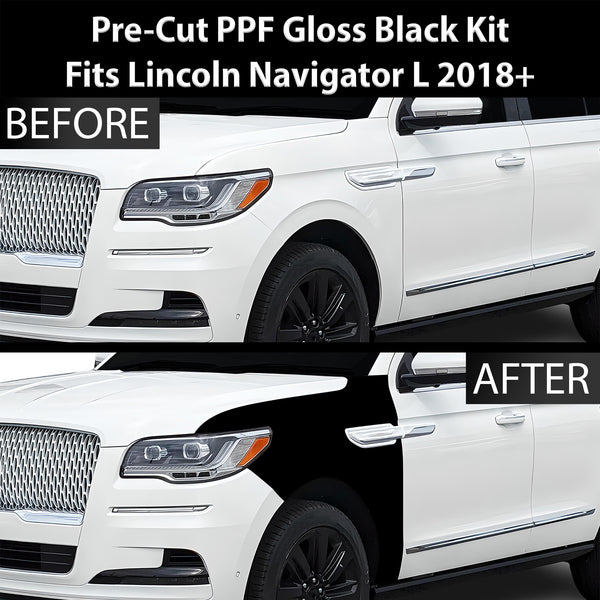 Fits Lincoln Navigator L 2018-2024 Precut Premium Gloss Black Carbon Fiber Fender Paint Protection Film PPF Decal Film Kit