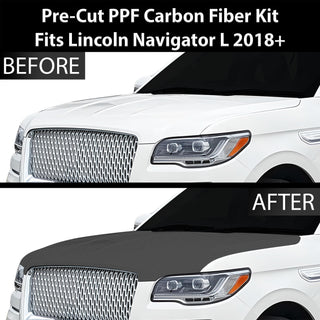 Fits Lincoln Navigator L 2018-2024 Precut Premium Gloss Black Carbon Fiber Hood Paint Protection Film PPF Decal Film Kit Cover