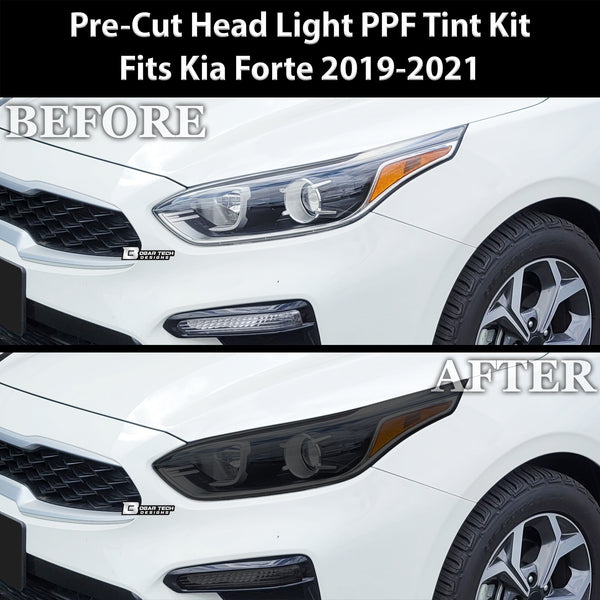 Full Headlight Taillight Precut Smoked PPF Tint Kit Film Overlay Fits Kia Forte 2019-2021