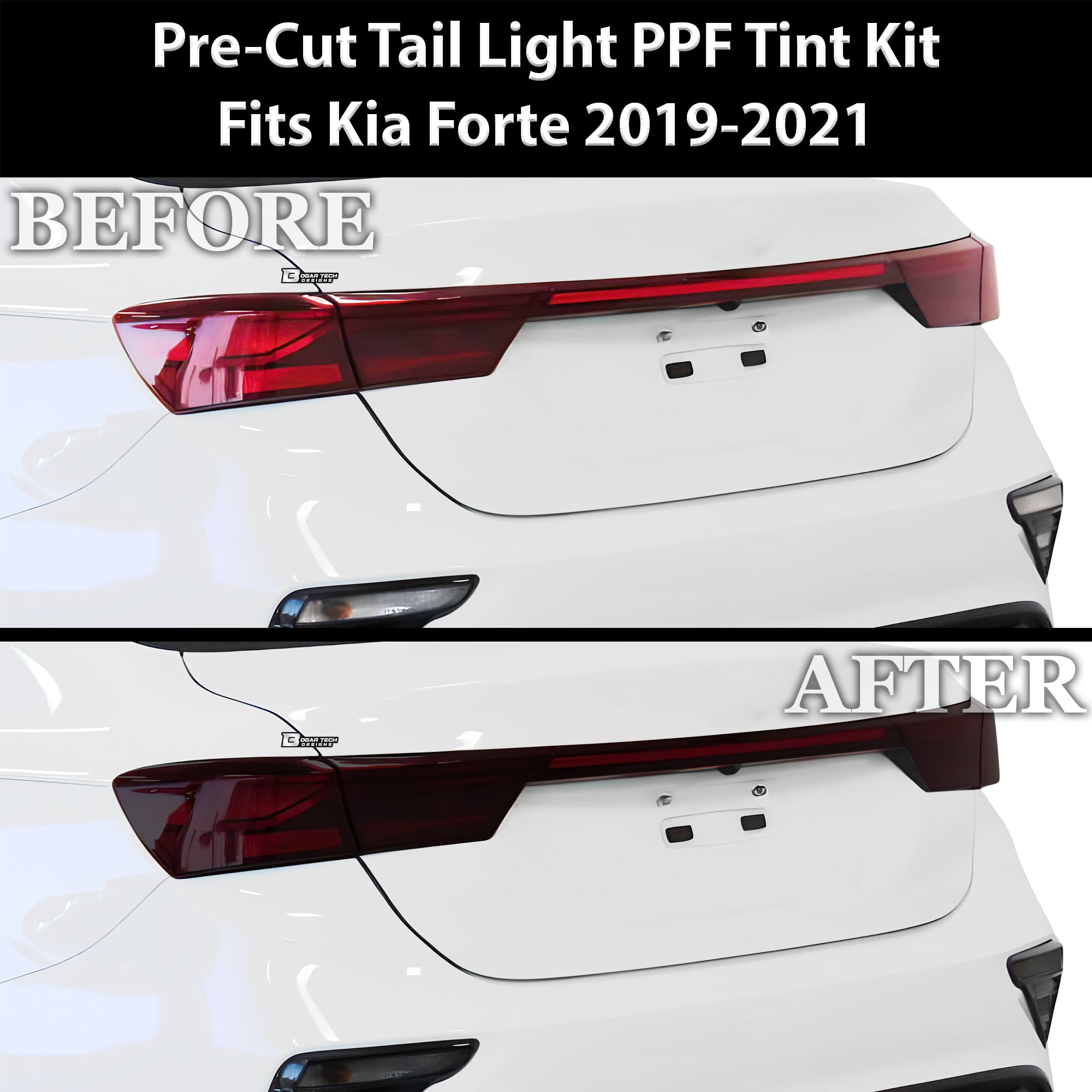 Full Headlight Taillight Precut Smoked PPF Tint Kit Film Overlay Fits Kia Forte 2019 - 2021 - Bogar Tech Designs