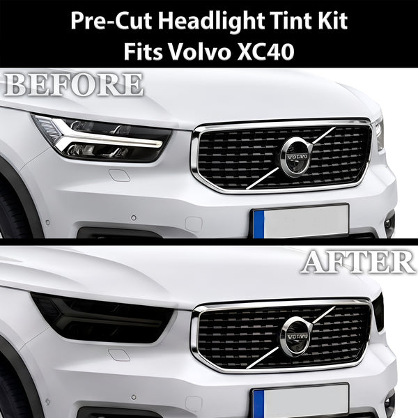 Volvo XC40 2019–2026 Dark Smoke Headlight & Taillight Tint Kit – Precut Vinyl Lens Overlays