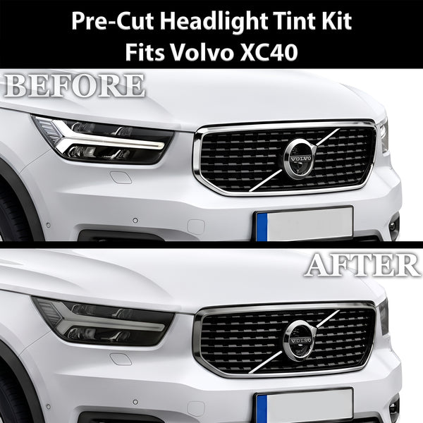 Volvo XC40 2019–2026 Dark Smoke Headlight & Taillight Tint Kit – Precut Vinyl Lens Overlays