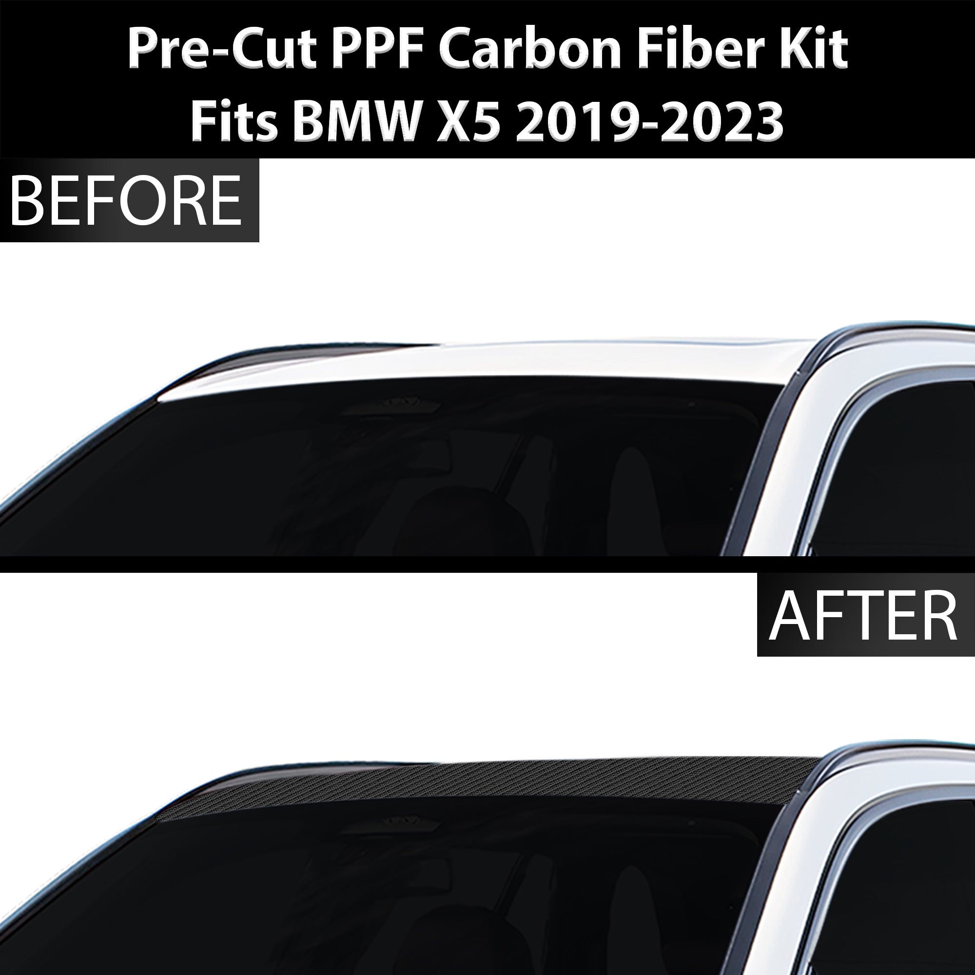 Fits BMW X5 2019 - 2023 Precut Premium Gloss Black Carbon Fiber Roof Paint Protection Film PPF Decal Film Kit - Bogar Tech Designs
