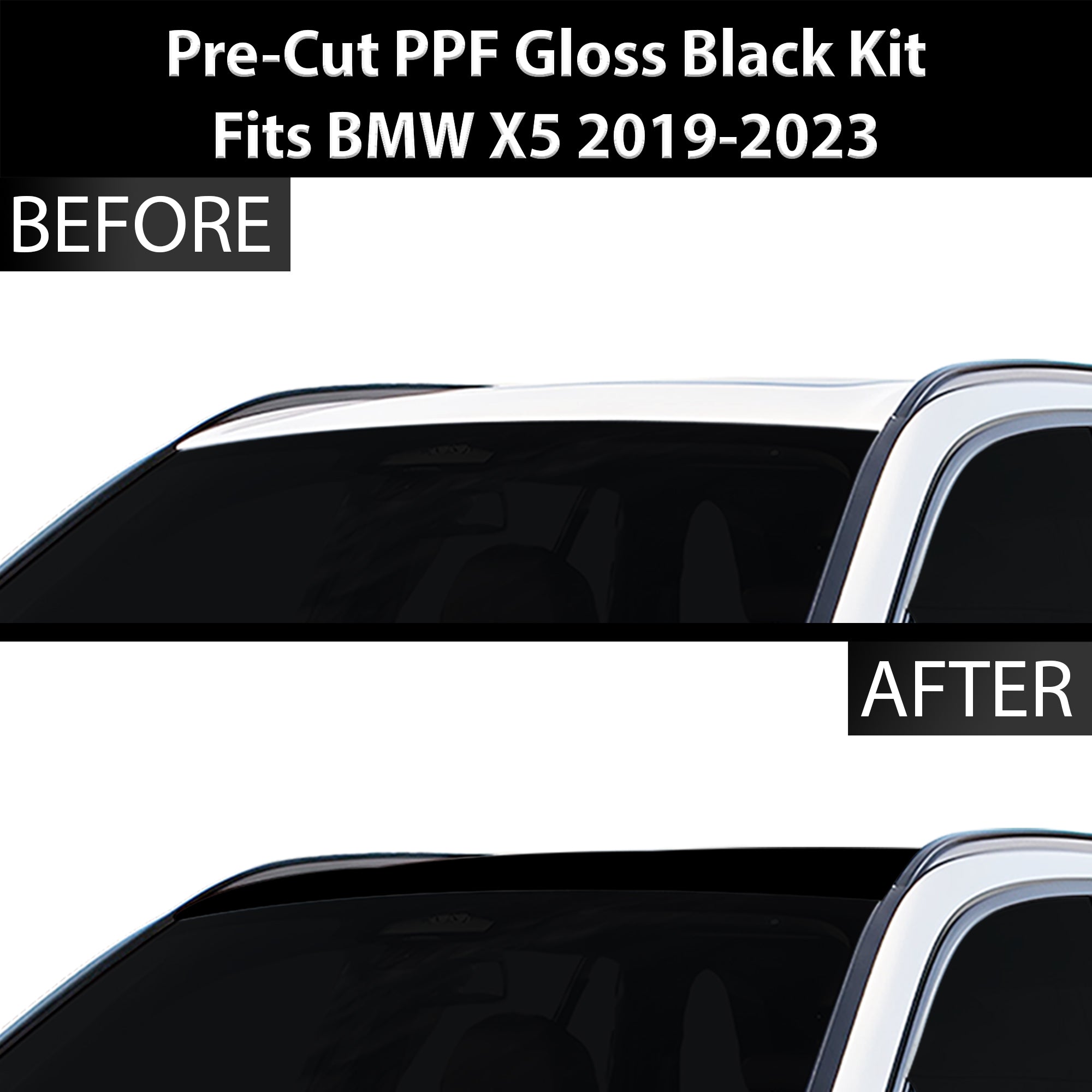 Fits BMW X5 2019 - 2023 Precut Premium Gloss Black Carbon Fiber Roof Paint Protection Film PPF Decal Film Kit - Bogar Tech Designs