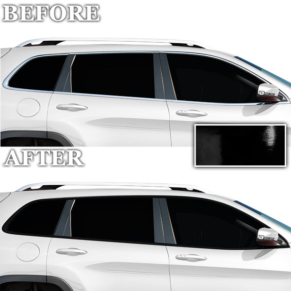 Vinyl Chrome Delete Front Side Window Trim Rear Bumper Blackout Decal Stickers Overlay Film Fits Jeep Cherokee