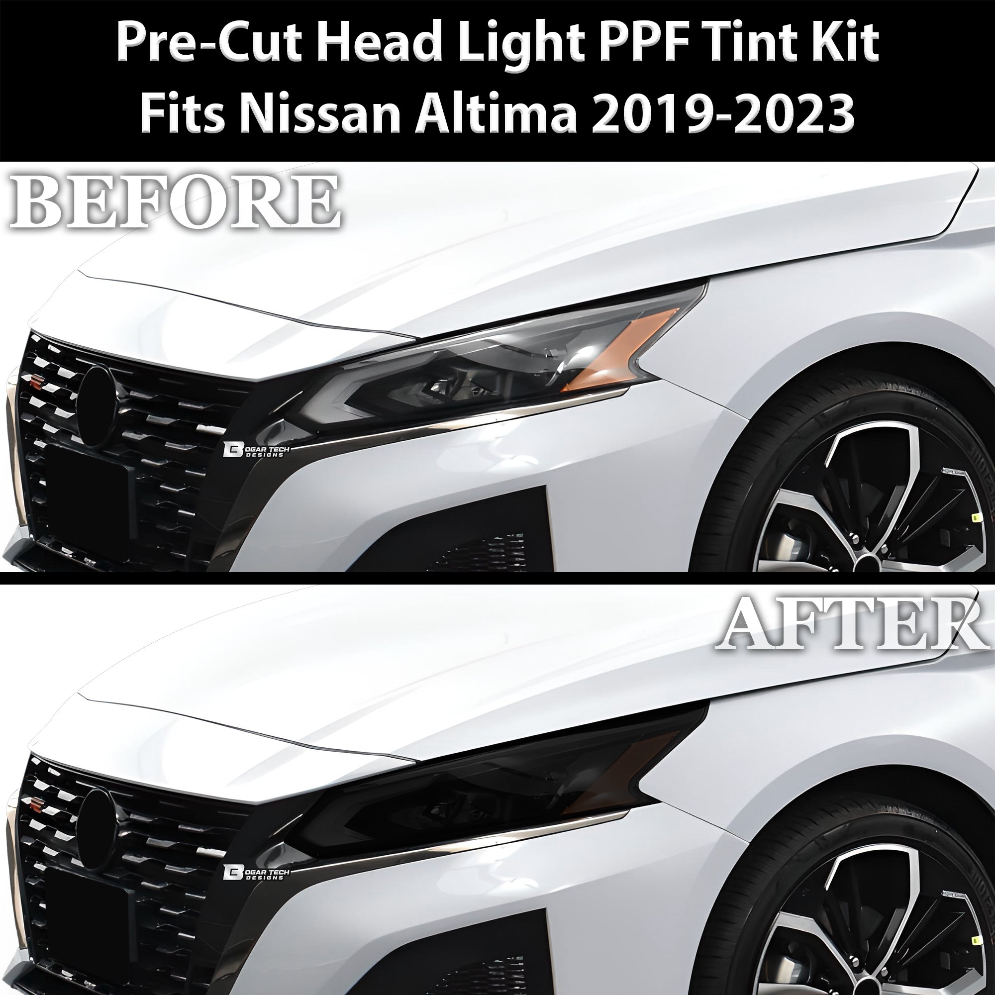 Full Headlight Taillight Precut Smoked PPF Tint Kit Film Overlay Fits Nissan Altima 2019 - 2025 - Bogar Tech Designs