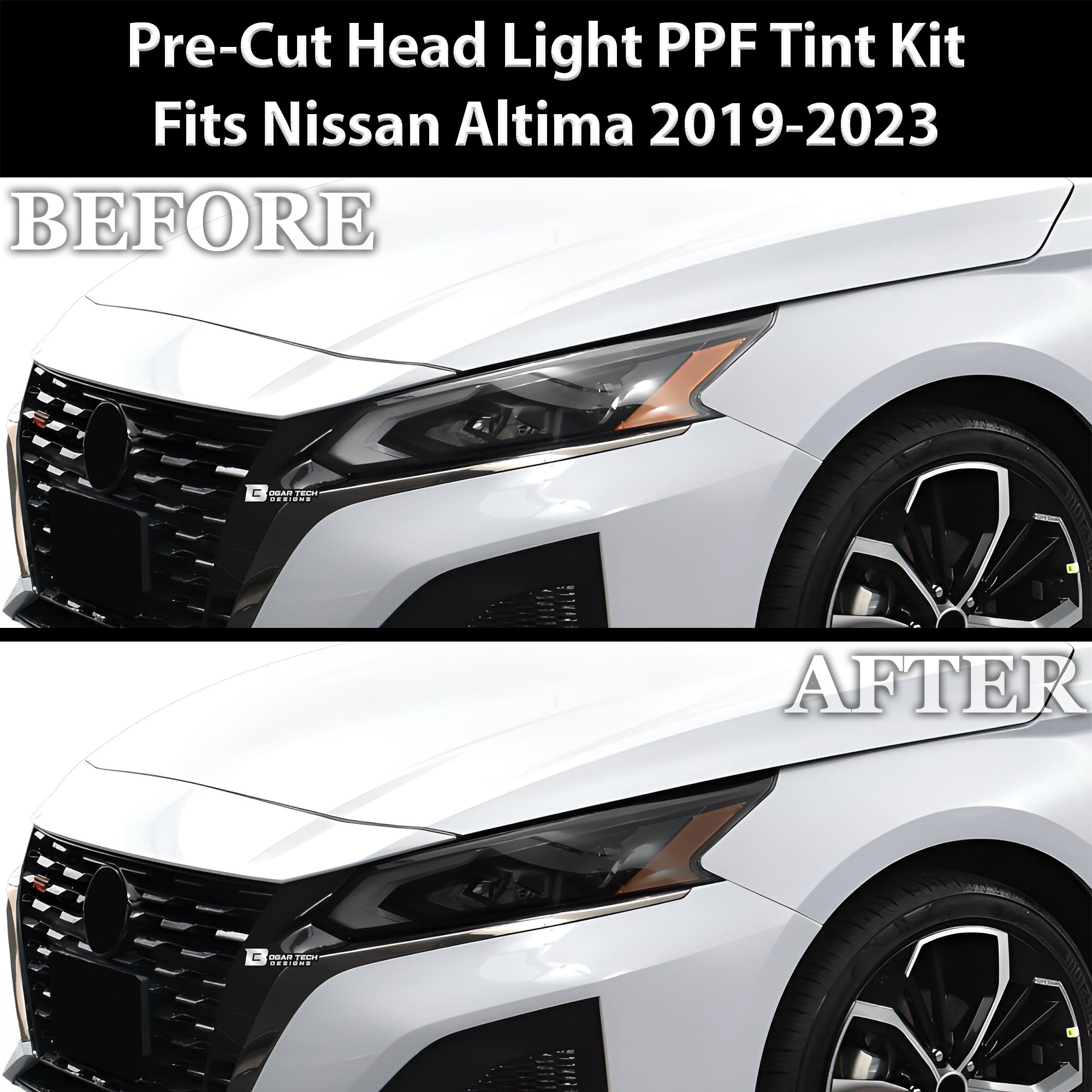 Full Headlight Taillight Precut Smoked PPF Tint Kit Film Overlay Fits Nissan Altima 2019 - 2025 - Bogar Tech Designs
